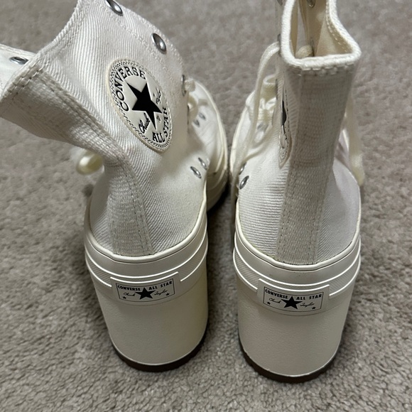 Converse All Star Off White Heeled Platform Sneakers - Picture 3 of 3